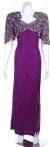 Sweetheart Neck Long Formal Beaded Gown with Keyhole Back in Purple/Silver